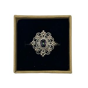 Solid sterling silver 1CT mystic topaz ring size 6